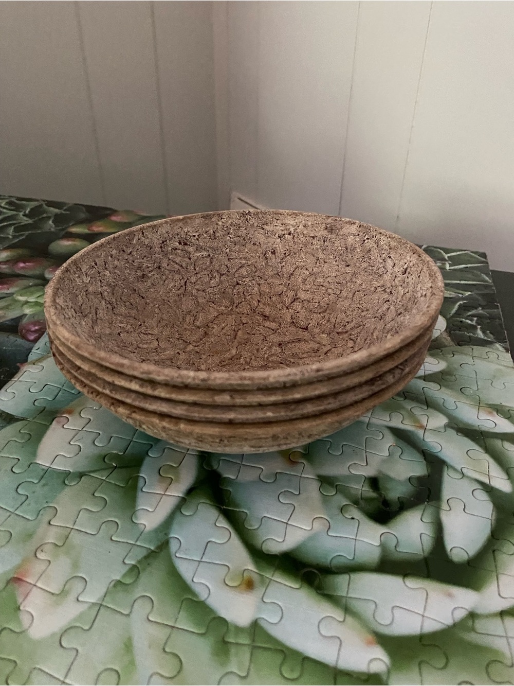 Vintage KY-SITE Textured Faux Burl Beige Bowls
